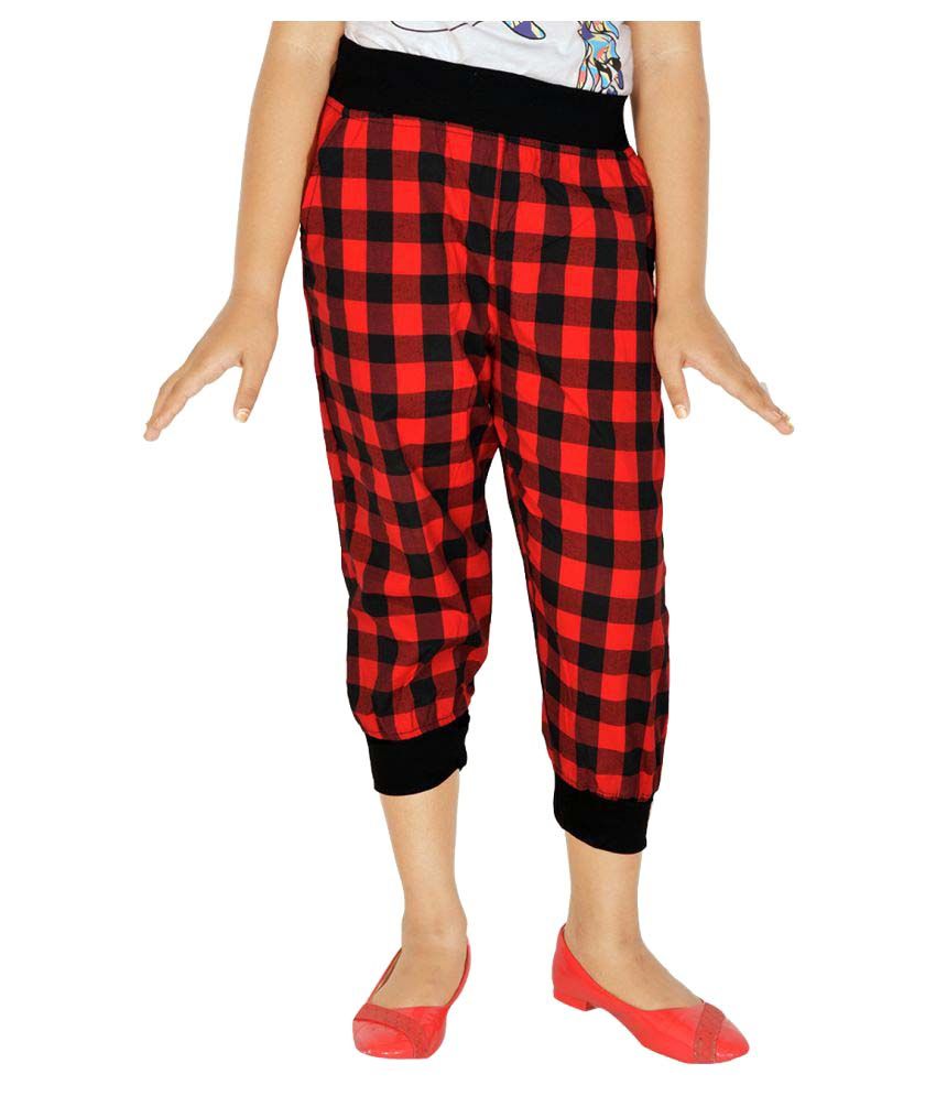 Gkidz Red Checked Girls Capris - Buy Gkidz Red Checked Girls Capris Online  at Low Price - Snapdeal