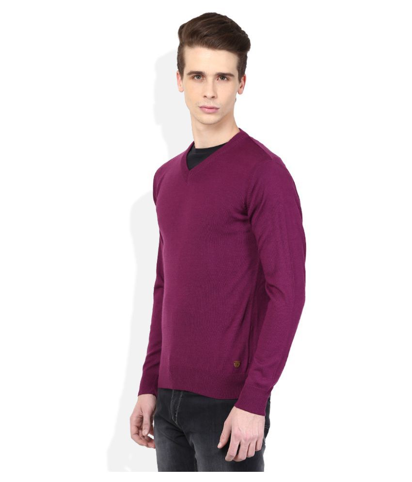 purple v neck sweater mens