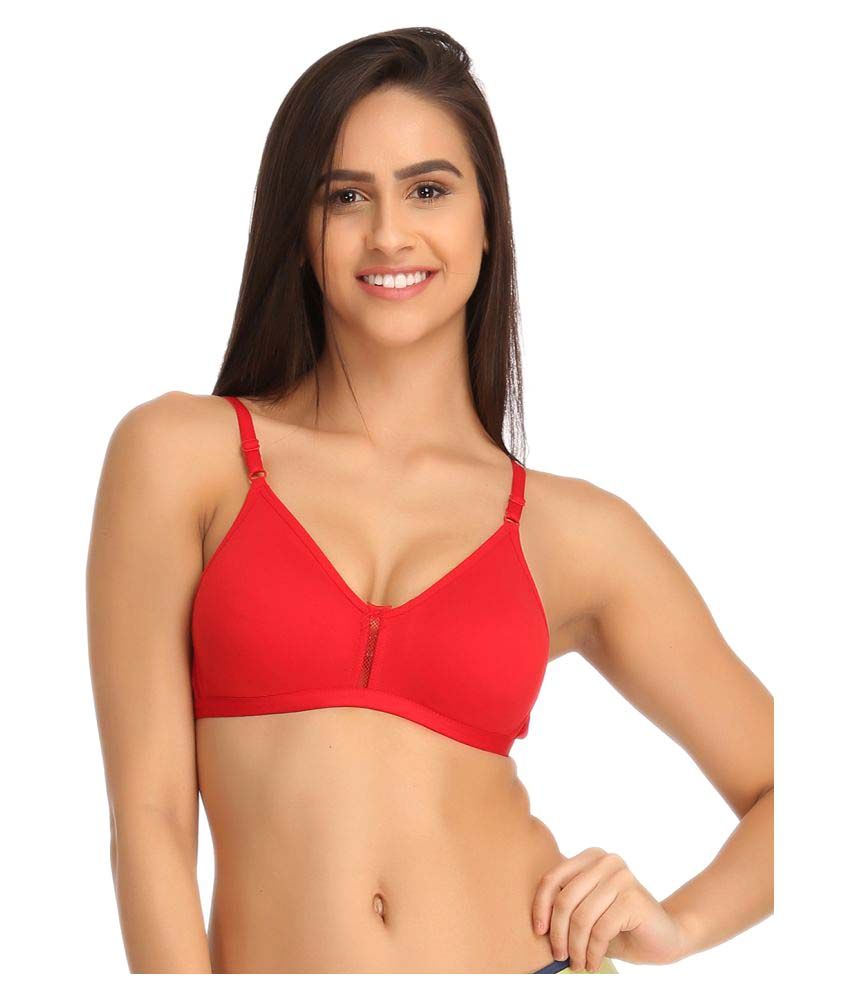     			Clovia Red Poly Cotton Plunge Bra