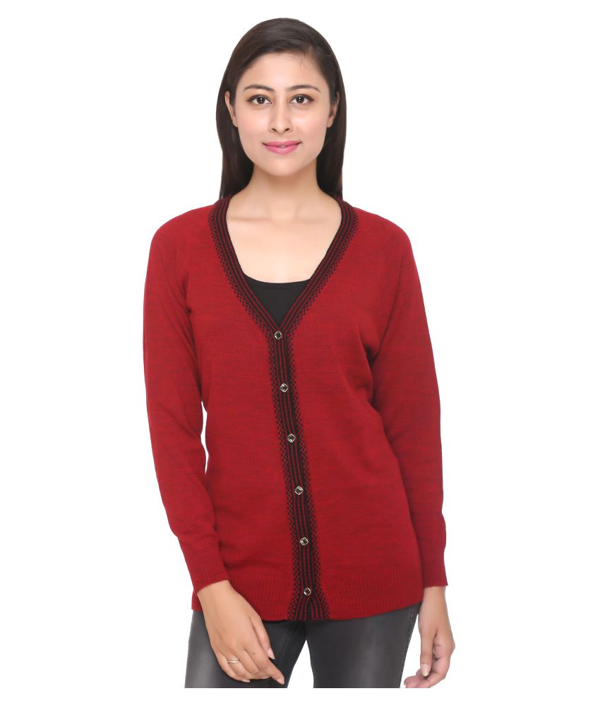 Buy TF Maroon Woollen Buttoned Cardigans Online at Best Prices in India ...