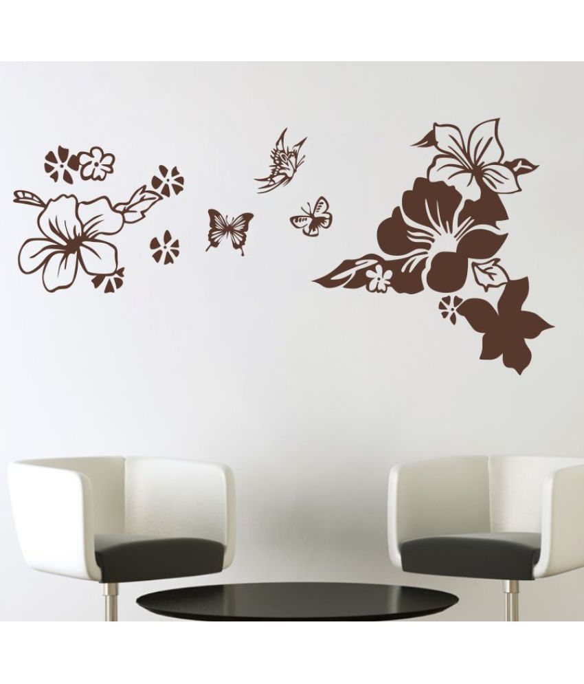     			Decor Villa Butterfly and Flowers Vinyl Wall Stickers
