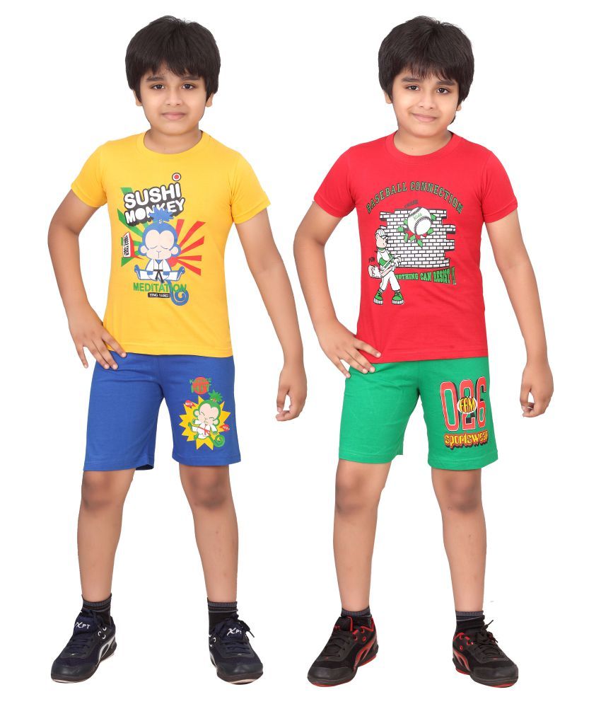     			Dongli Pack of 1 Boys 100% Cotton T-Shirt & Shorts ( Multi )