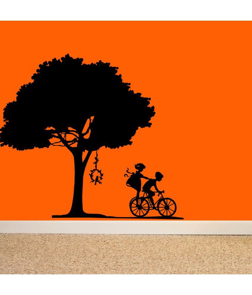     			Decor Villa Girl is on bike with boy Vinyl Wall Stickers