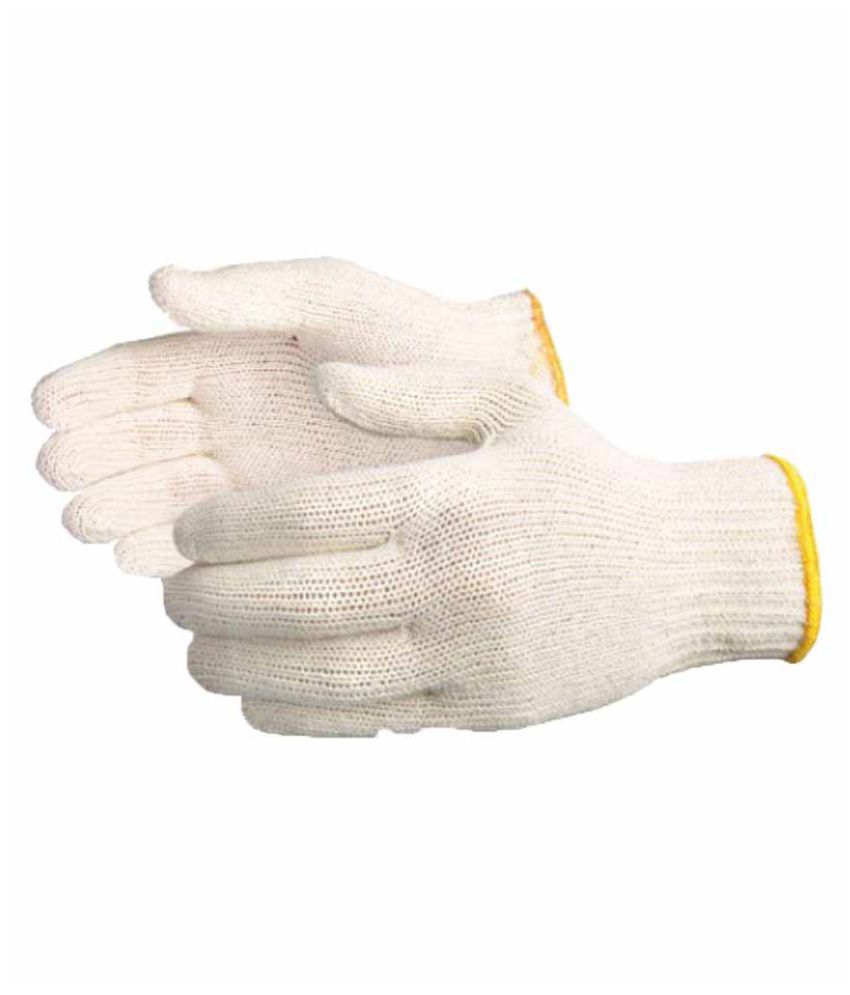 white wool gloves