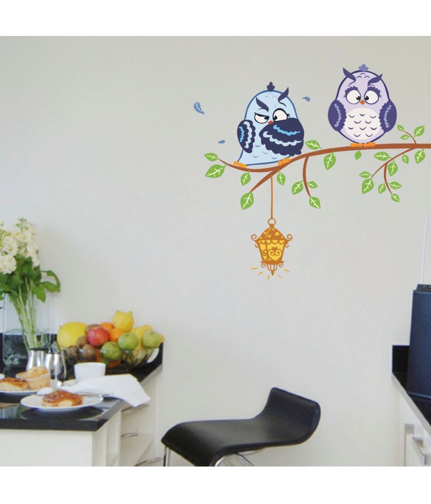     			Decor Villa Two Owl Branches Vinyl Wall Stickers