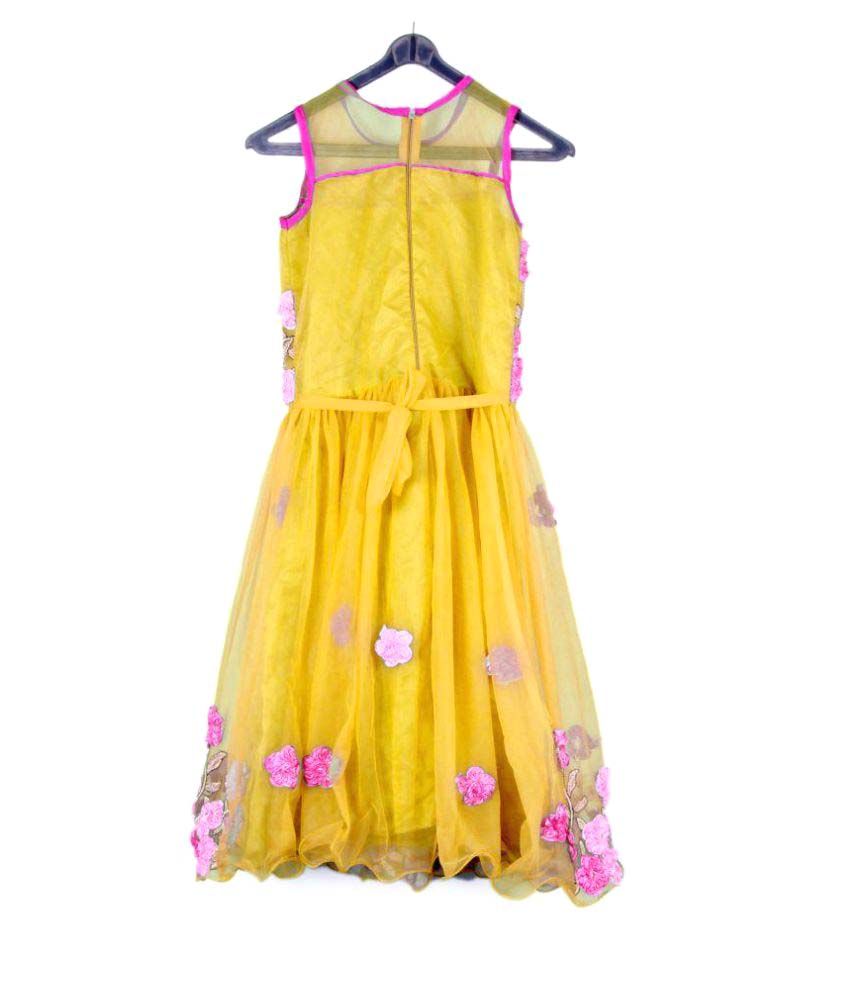 yellow net frock