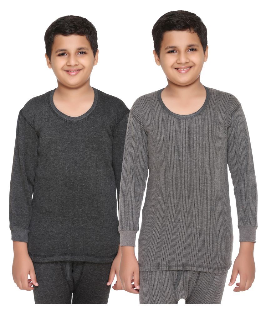     			Vimal Jonney Multicolour Cotton Blend Thermal Top For Boys (Pack Of 2)