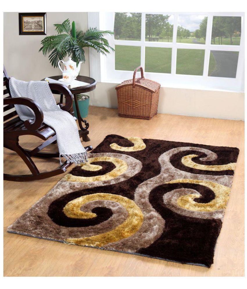 MY House Brown Shaggy Carpet Geometrical 4x6 Ft. Buy MY House Brown