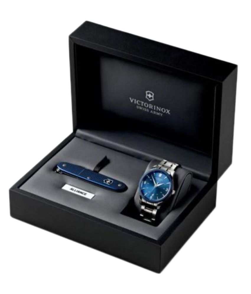 Victorinox 241711 Mens Blue Dial Analog Quartz Watch with Stainless ...