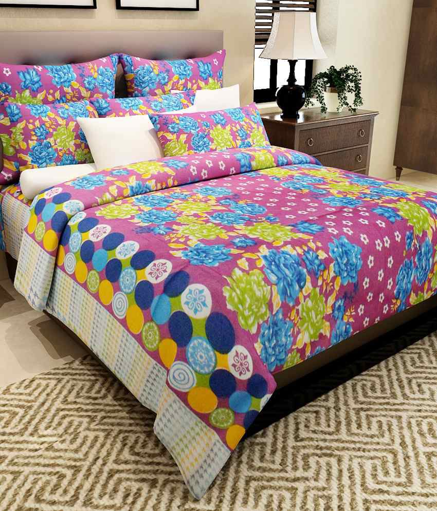     			Home Candy 100% Cotton Floral Bliss Double Bed Sheet with 2 Pillow Covers