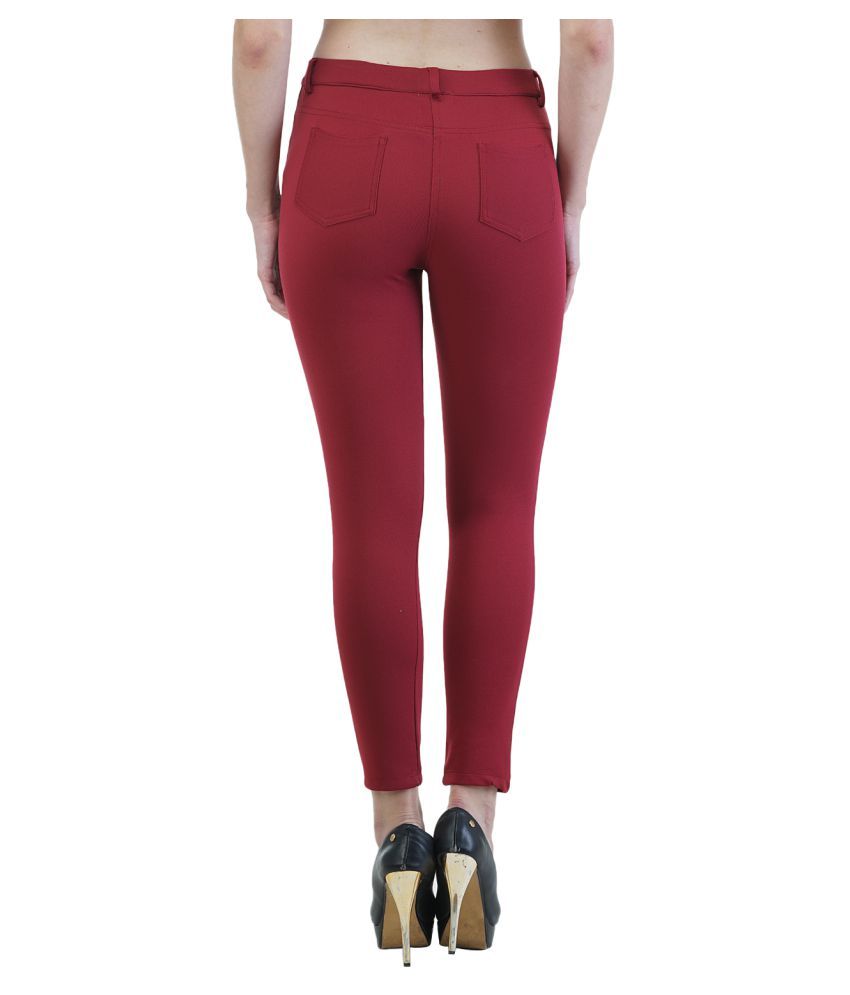 maroon jeggings