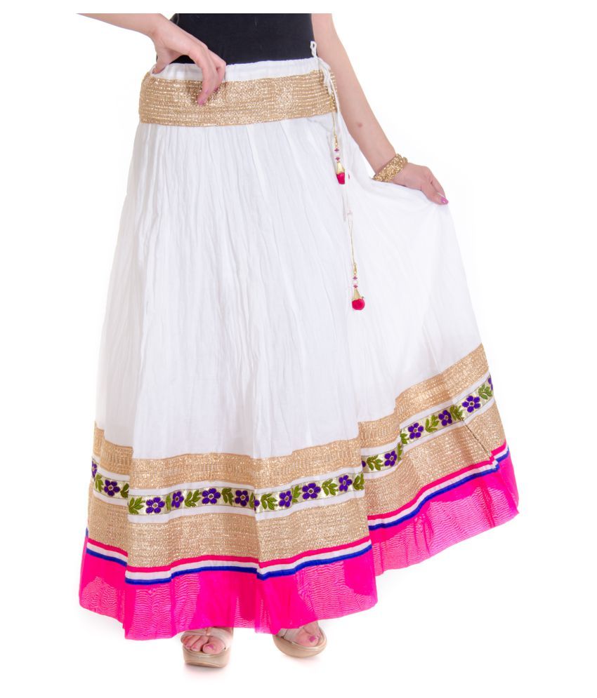 white broomstick skirt long