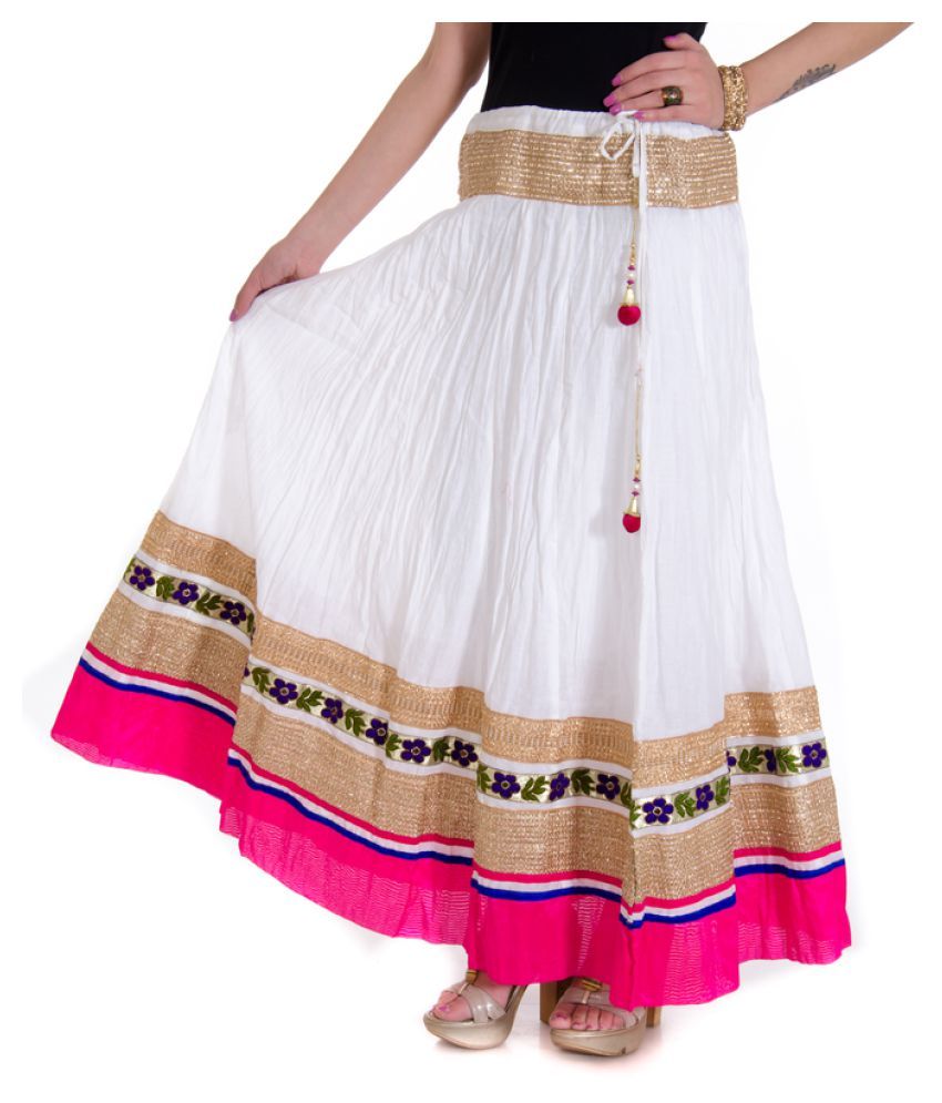white broomstick skirt long