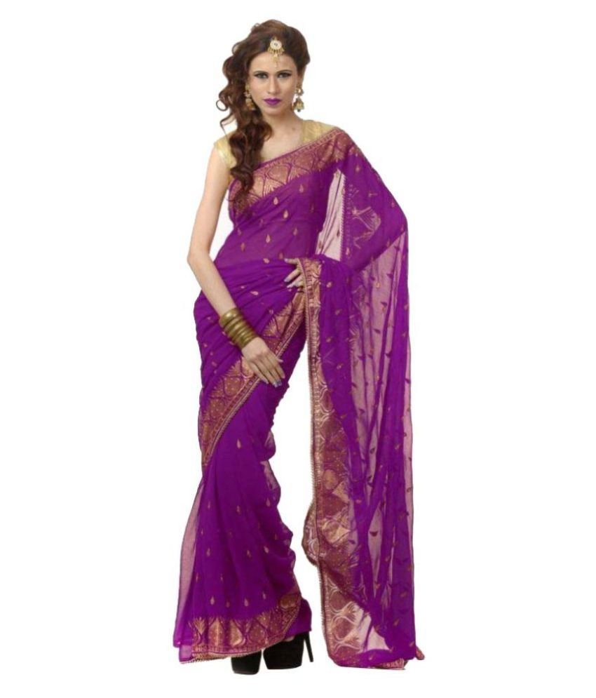 purple chiffon saree