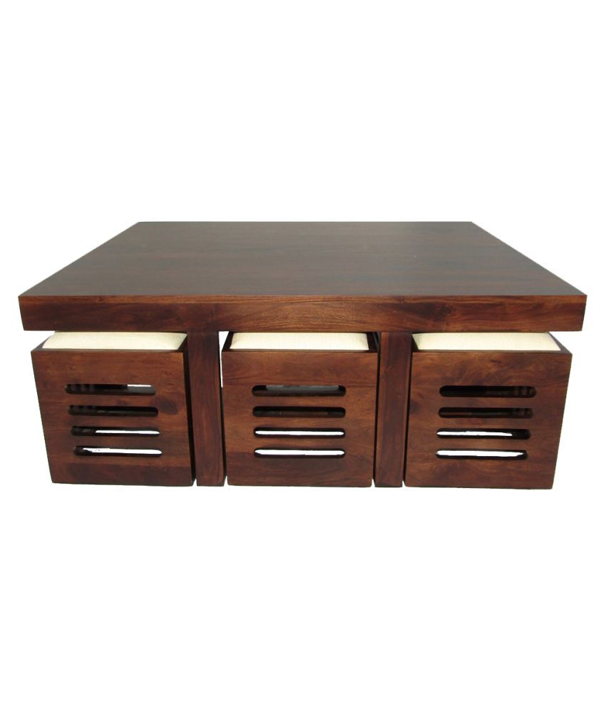 Woodfaber 6 Seater Coffee Center Table Stool Set Woodfaber 6 Seater Coffee Center Table Stool Set
