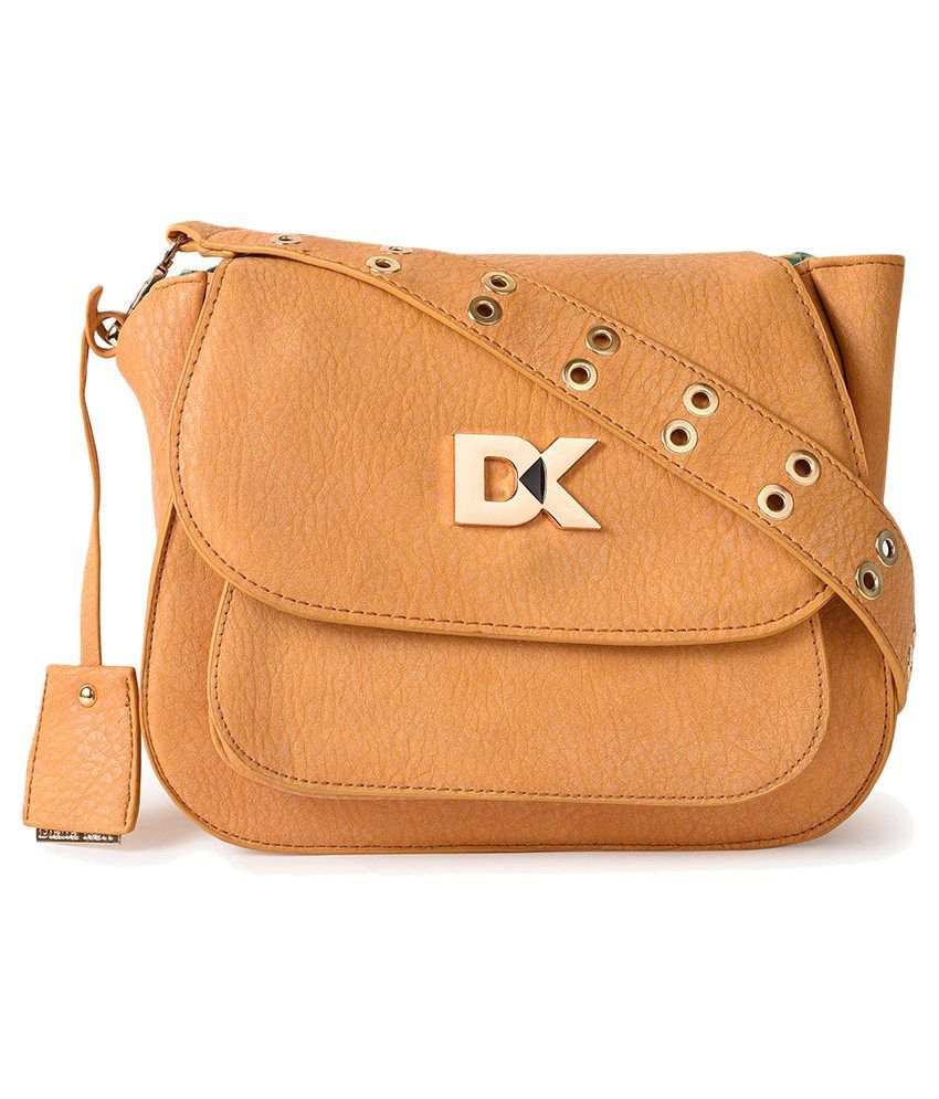 Diana Korr Tan Faux Leather Sling Bag Buy Diana Korr Tan Faux Leather