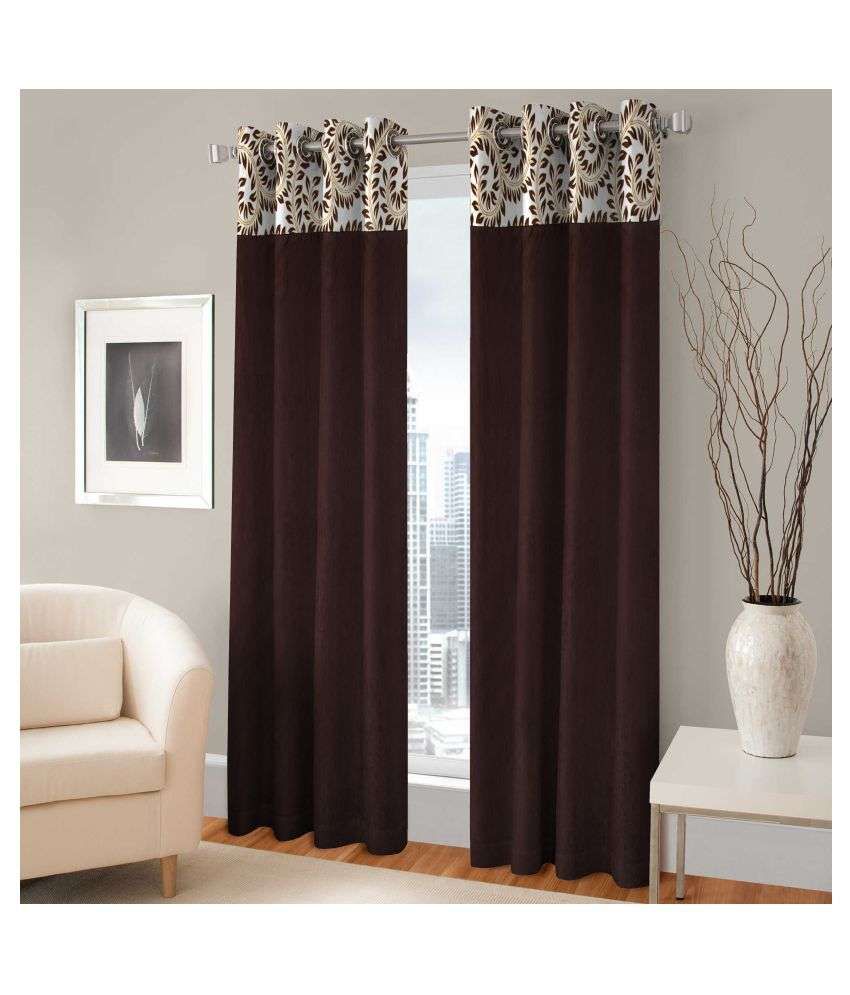     			Fashion Fab Set of 4 Door Eyelet Curtain Solid Brown