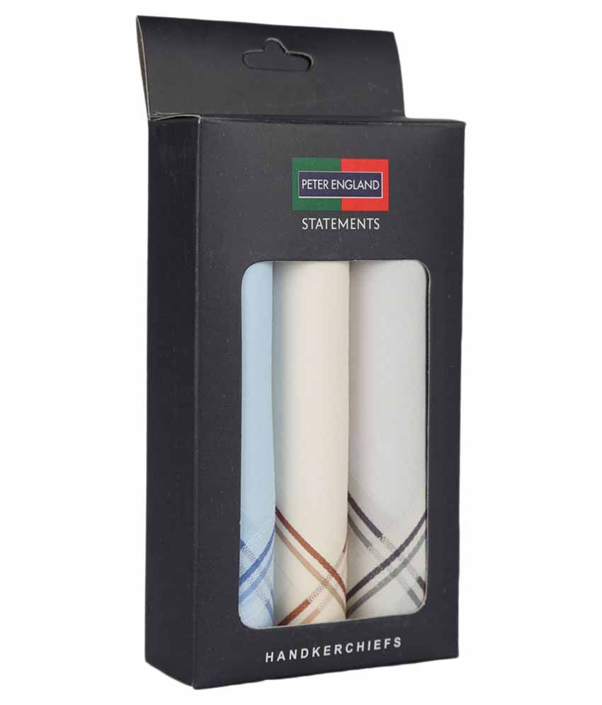 Peter England Multicolour Cotton Handkerchief for Men Pack of 3 Buy