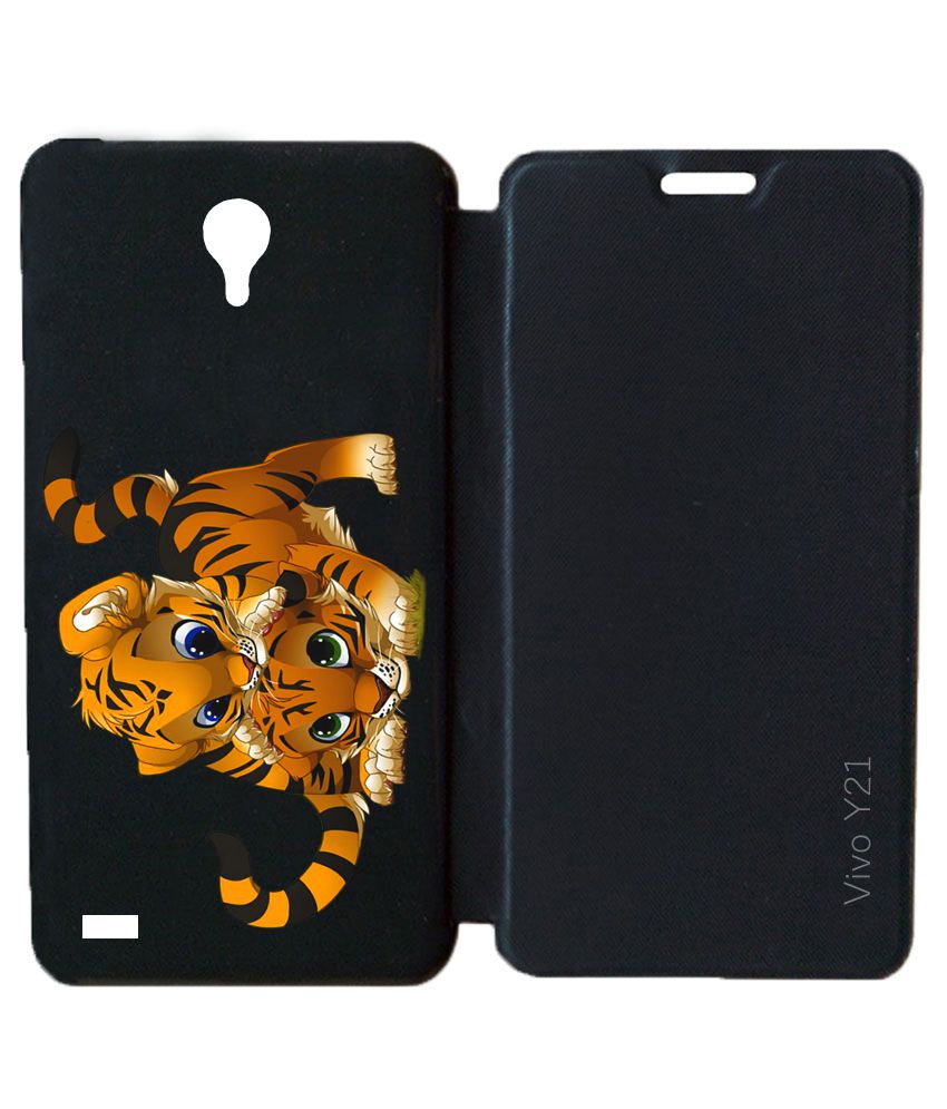 Vivo Y21 Flip Cover by Ganesham Black Flip Covers Online at Low