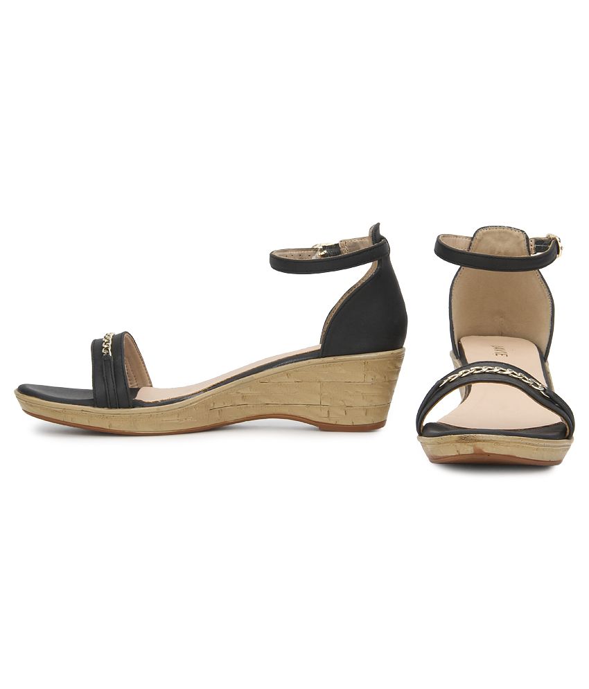 black wedge heels for work