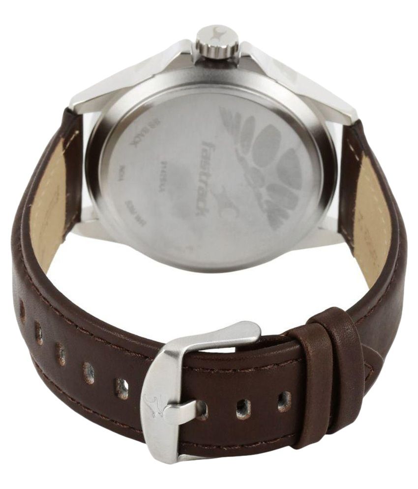 fastrack brown leather watch