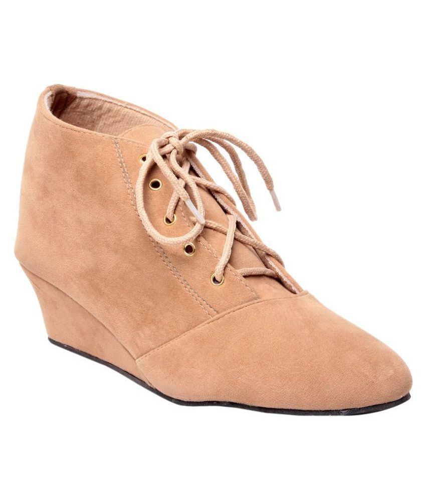 Ala Mode Beige Ankle Length Bootie Boots Price in India- Buy Ala Mode ...