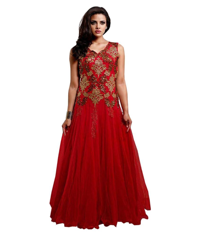 red gown for women net