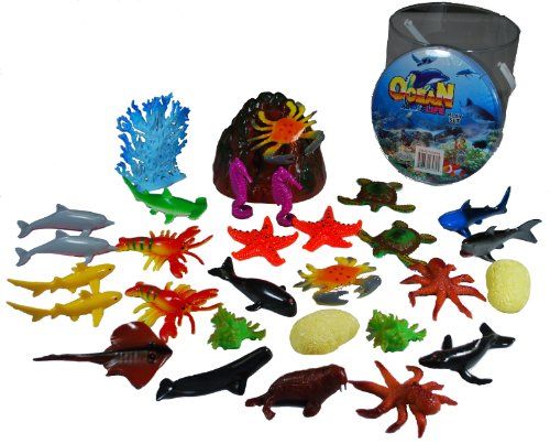 Giant Bucket Of Ocean Life Sea Animal Figures - 34 Pieces - Buy Giant ...