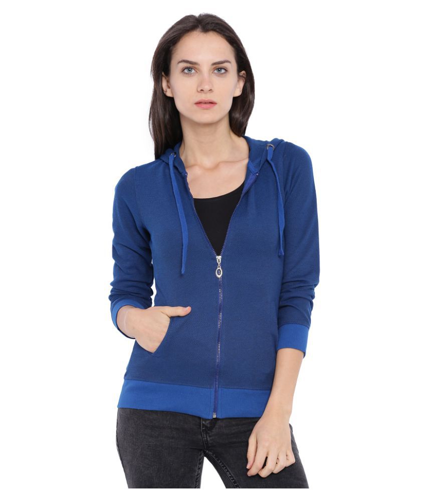     			Campus Sutra Blue Cotton Hooded