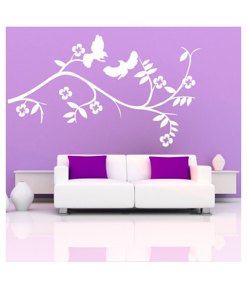     			Decor Villa The Birds with floral PVC Wall Stickers