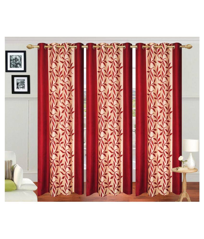     			Stella Creations Set of 3 Eyelet Curtain Floral Multi Color