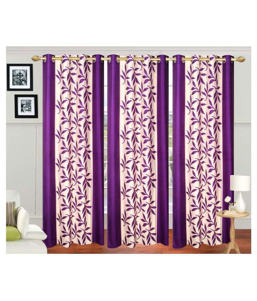     			Stella Creations Set of 3 Eyelet Curtain Printed Multi Color