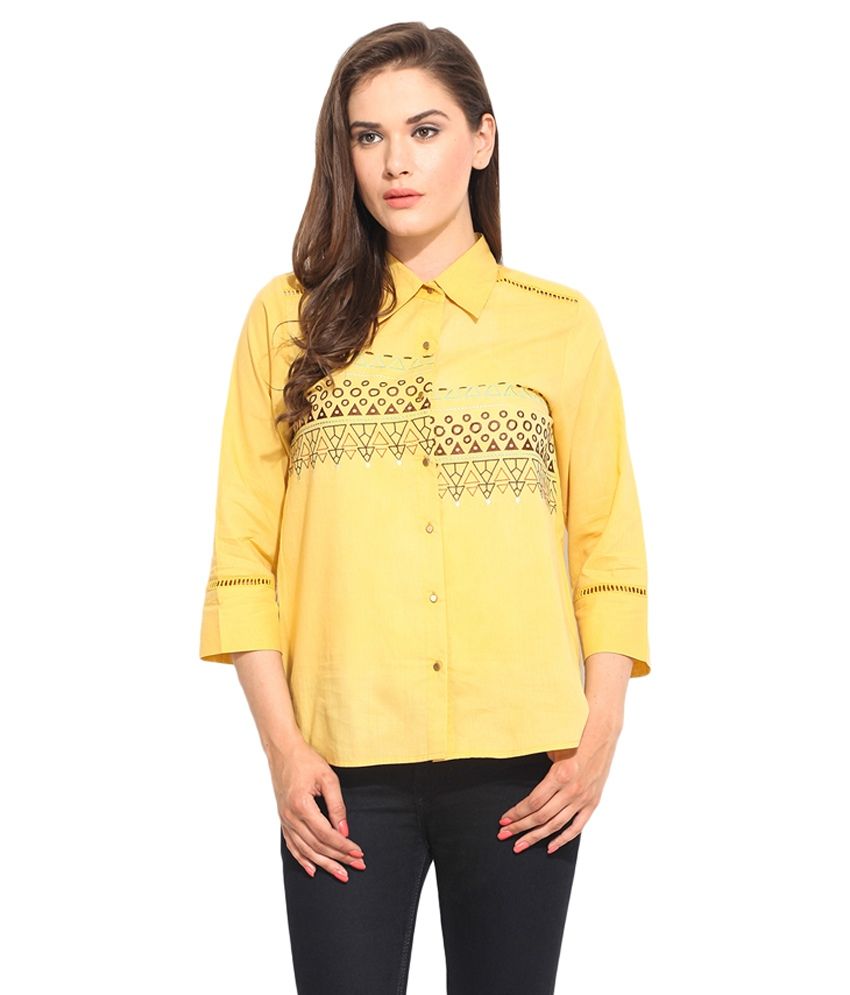 Buy Instacrush Yellow Cotton Shirt Online at Best Prices in India