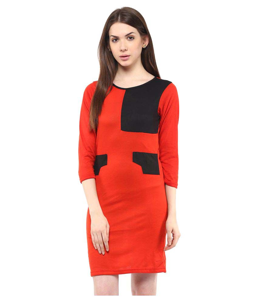 Athena Red Cotton Dresses - Buy Athena Red Cotton Dresses Online at ...