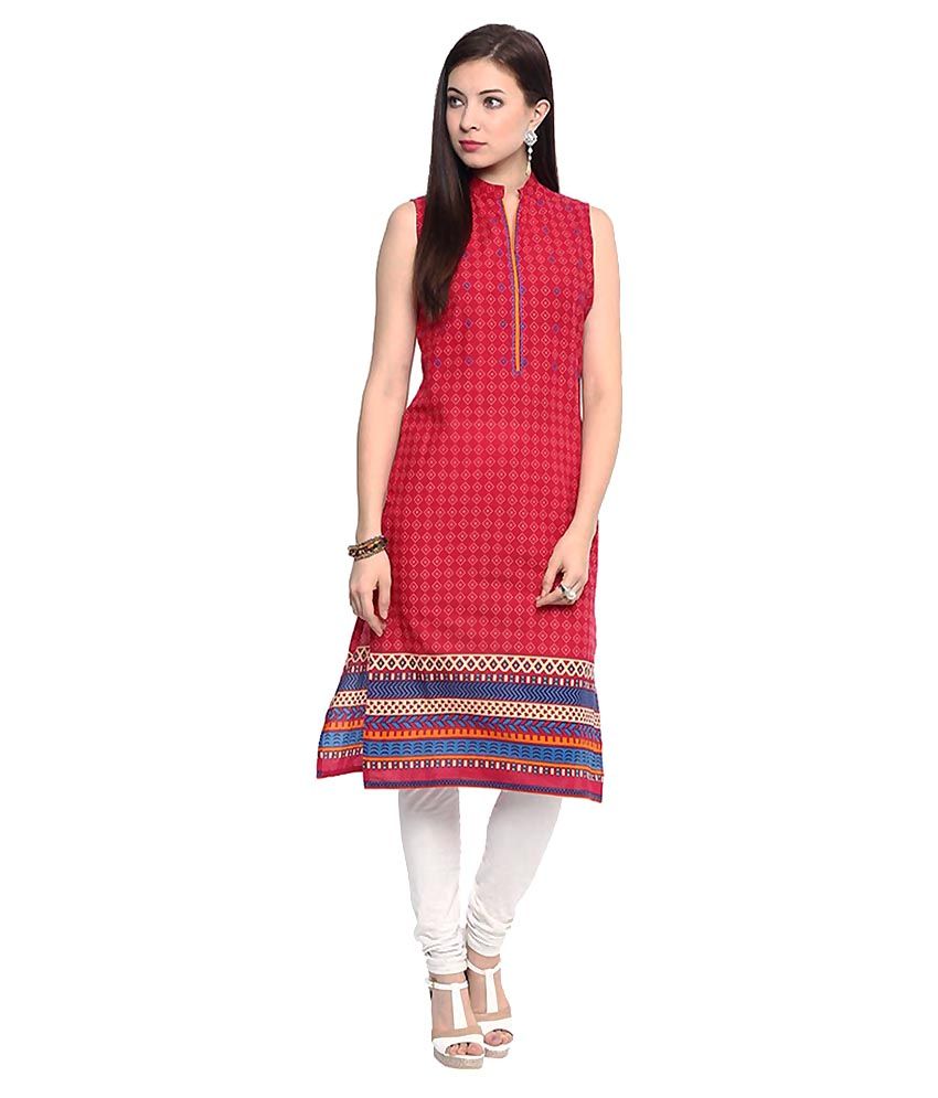 red lakhnavi kurti