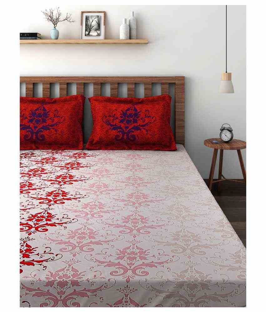 Trident Classic Imperia King Size Cotton Bedsheet with 2 Pillow Covers