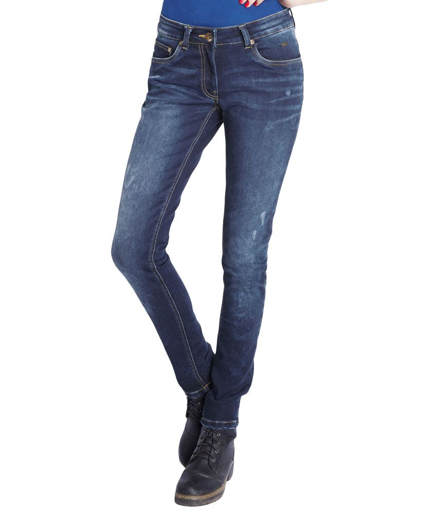 Park Avenue Woman Blue Faded Skinny Fit Jeans