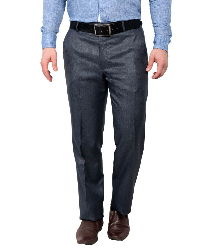 Solemio Grey Slim Flat Trouser - Buy Solemio Grey Slim Flat Trouser ...