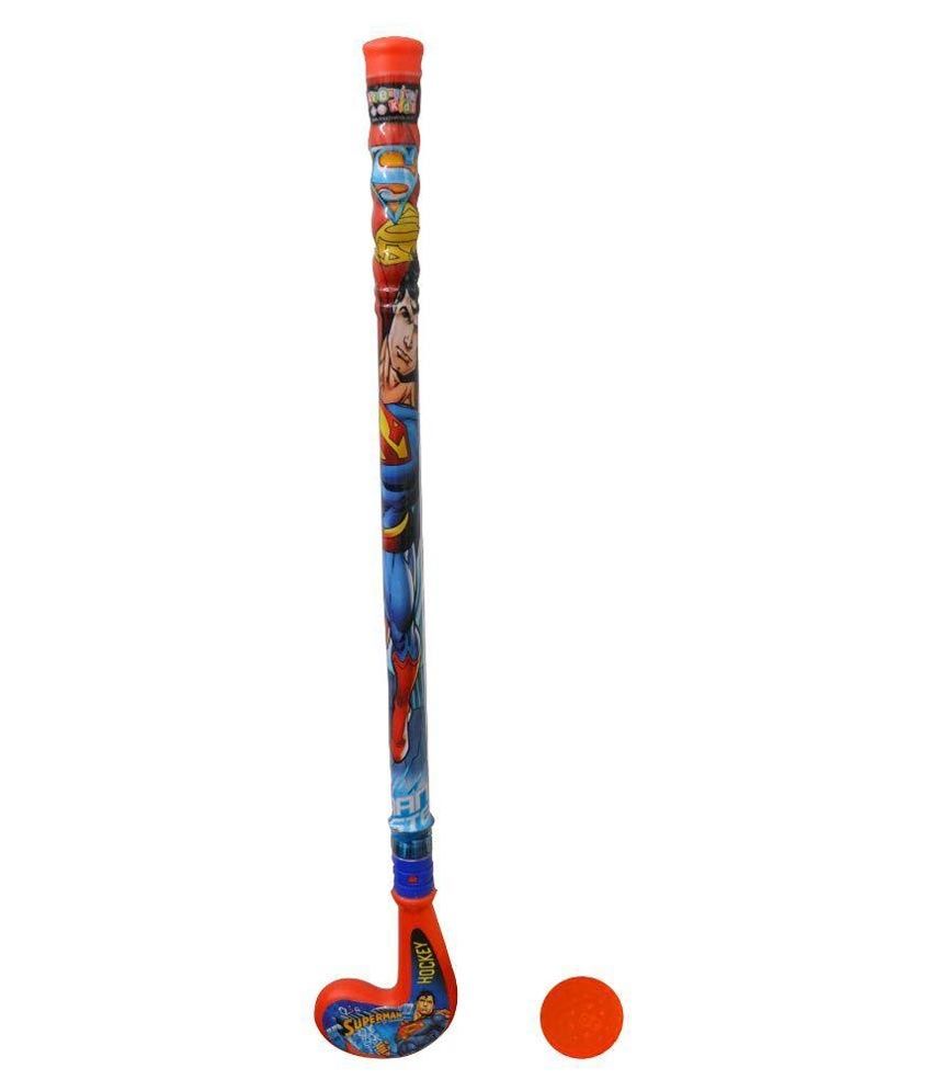 Superman Multicolour Plastic Hockey with 2 Plastic Balls and 2 Superman