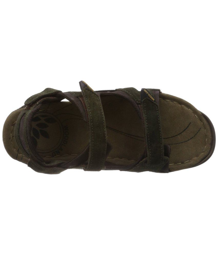 woodland men olive green leather sandals