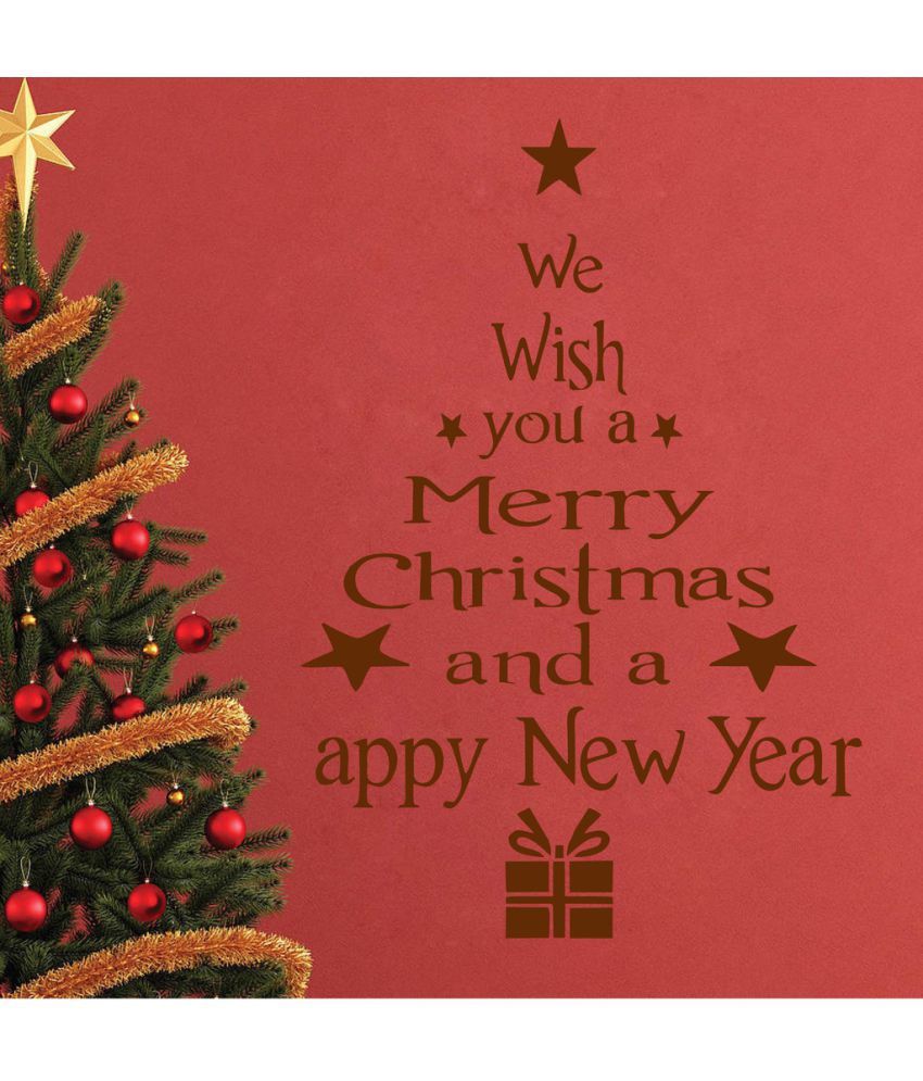     			Decor Villa Merry Christmas & Happy New Year PVC Wall Stickers