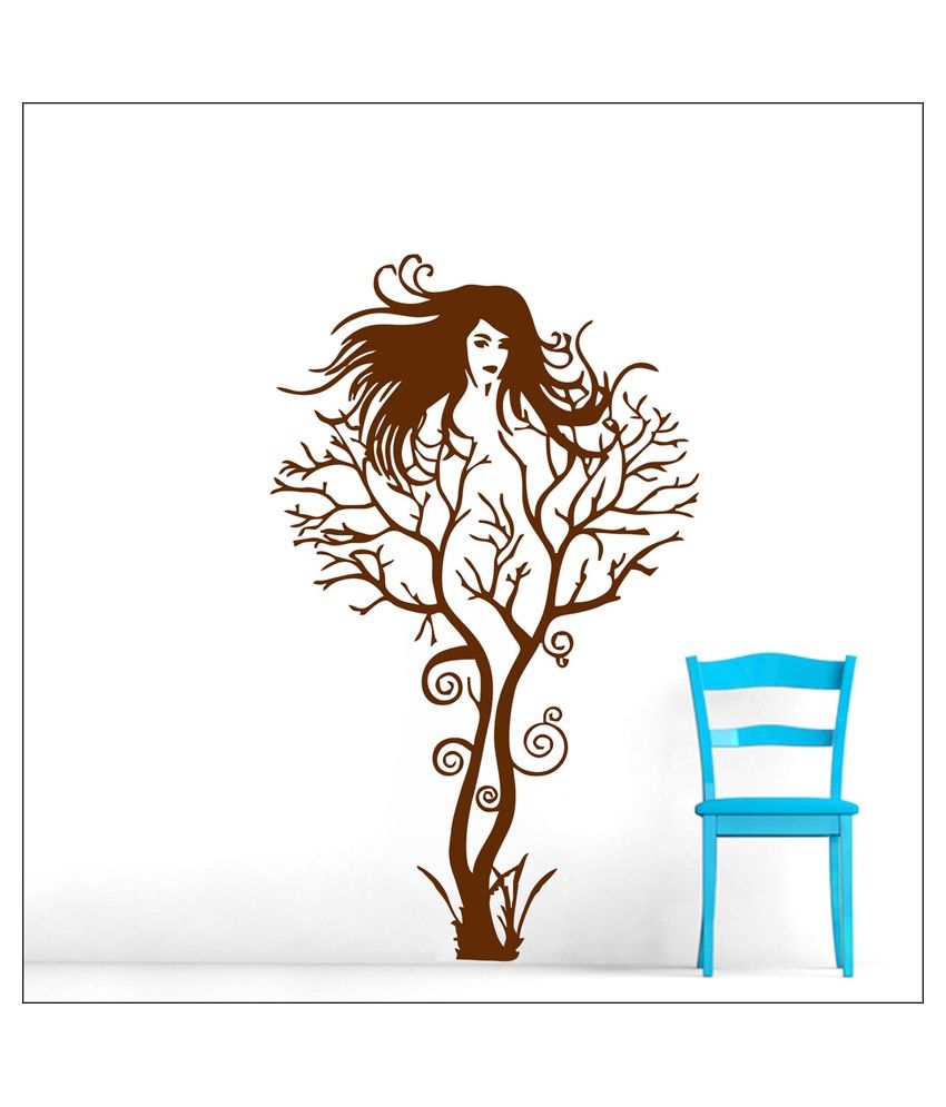     			Decor Villa Tree Girl PVC Wall Stickers