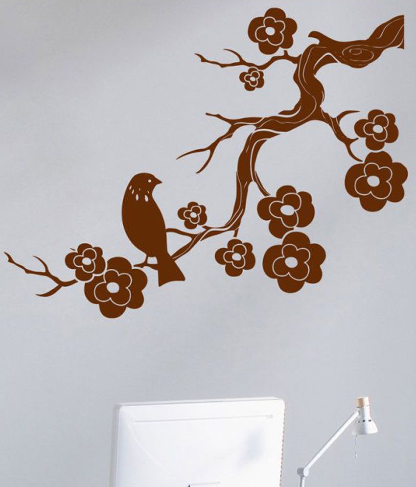     			Decor Villa Bird On Flower Tree PVC Wall Stickers