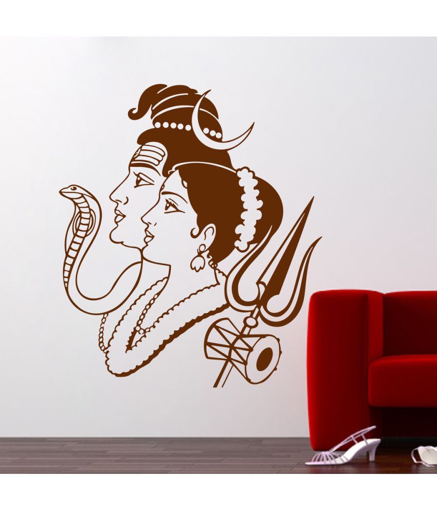     			Decor Villa Parvati and shiv face PVC Wall Stickers