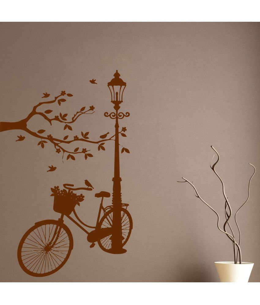     			Decor Villa Bicycle & Flowers PVC Wall Stickers