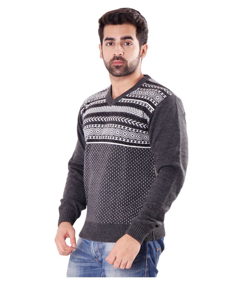 dark grey v neck sweater