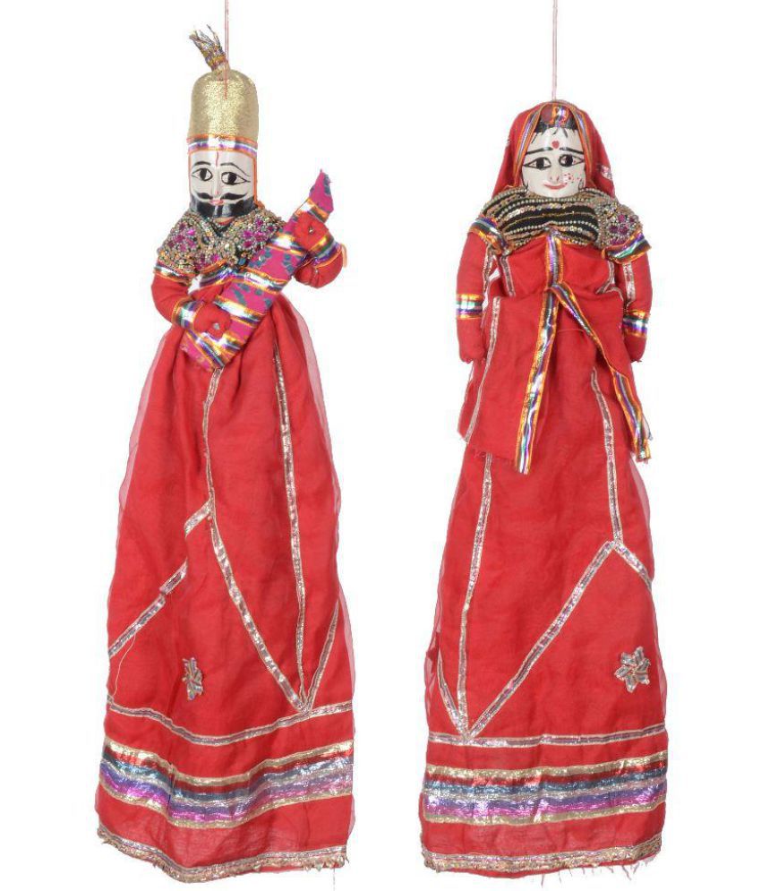     			Apratim Fabric Couple Figurines Red