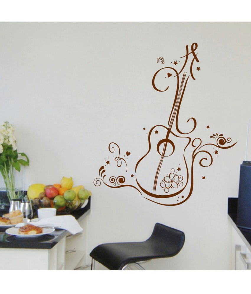     			Decor Villa Super Guitar PVC Wall Stickers