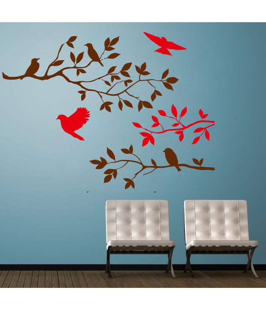     			Decor Villa Sitting Bird On The Tree PVC Wall Stickers