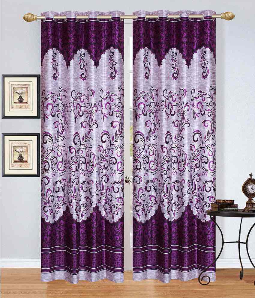     			Stella Creations Set of 2 Door Eyelet Curtains Floral Multi Color